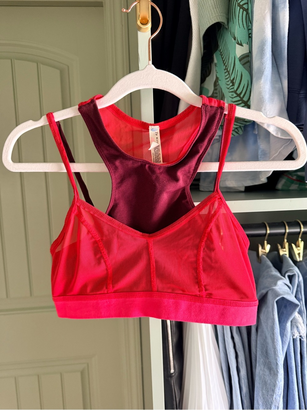 Free People Women's Red & Wine Two-Tone Sports Bralette